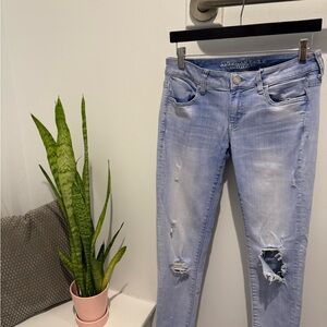 American Eagle Outfitters Blue Skinny Jeans Distressed